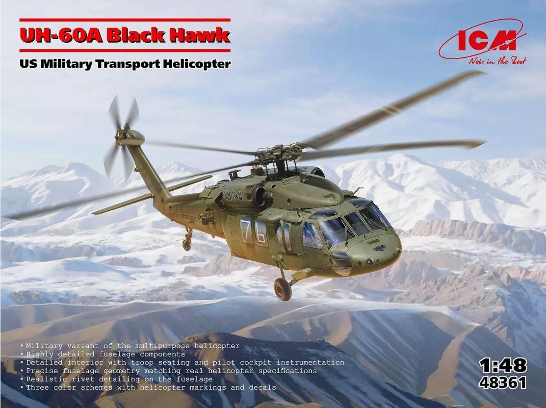 ICM 48361 1/48 Scale Sikorsky UH-60A Black Hawk US Military Transport Helicopter