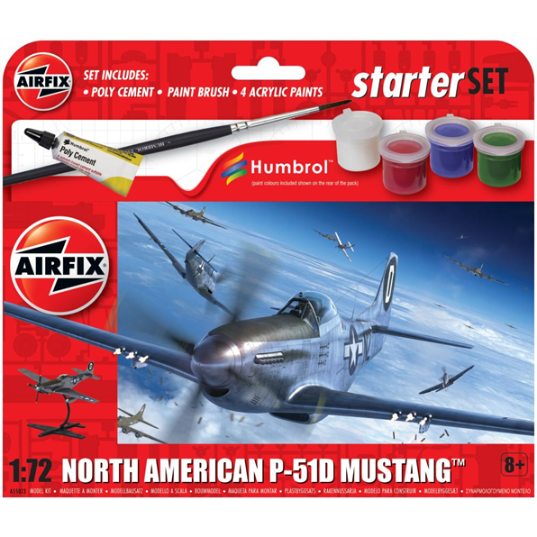 Airfix 1:72 Scale Starter Set - North American P-51D Mustang