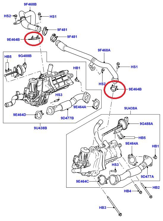 Range Rover Sport 3.0 TDV6 2010-2013 EGR Cooler Outlet Gasket LR038333