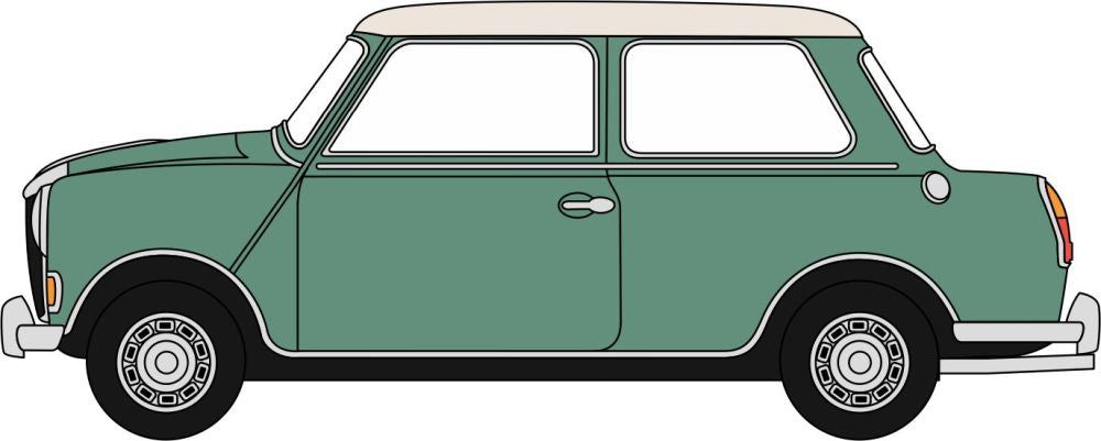 Oxford Diecast 1:76 Scale Riley Elf Cumberland Green/Old Englsh White