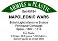 Armies in Plastic 1:32 Scale Napoleonic Wars British Light Infantry in Shakos Peninsular Campaign Spain 1807