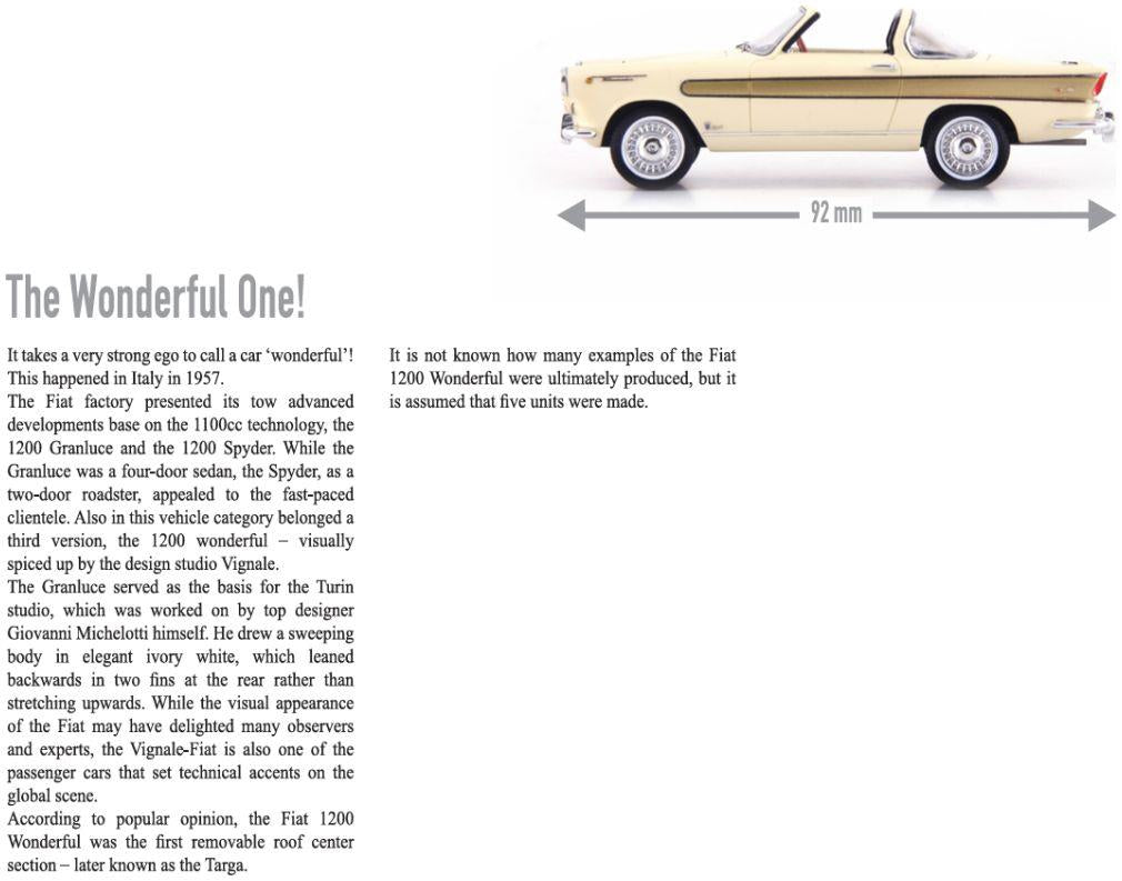 Autocult 1:43 Scale Fiat 1200 Vignale Wonderful Ivory