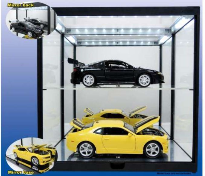 Triple 9 1:18 Scale Double Led Lit Showcase Holds 2 x 1/18th Black