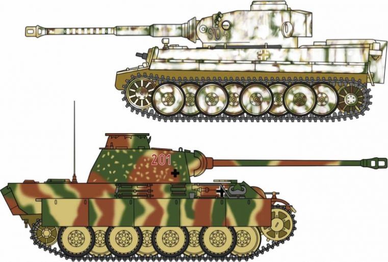 Hasegawa 1:72 Scale Tiger I + Panther G 'German Army Main Battle Tank Combo' (x2 Kits)