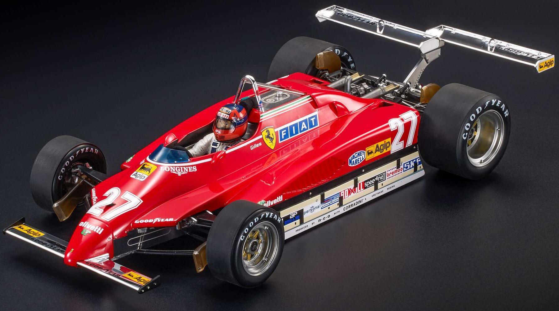 GP Replicas 1:12 Scale Ferrari 126C2 1982 #27 Gilles Villeneuve USA GP Ovest Long Beach 1982 w/Driver