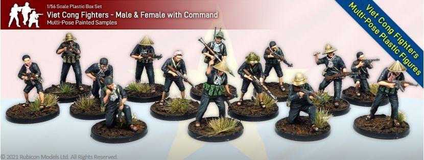 Rubicon Models 281001 1/56 Scale Viet Cong Fighters & Command (32 fig)