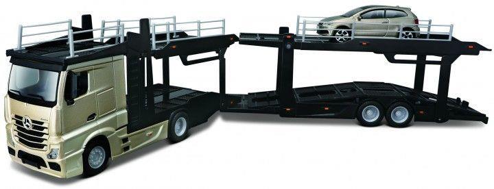 Burago 1:43 Scale Mercedes Benz Actros Multicar Carrier With Vw Polo Gti 2016