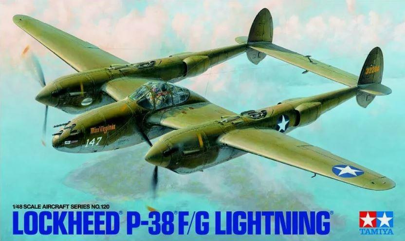 TAMIYA 61120 1/48 Scale Lockheed P-38 F/G Lightning Kit HELL IN THE PACIFIC Operation Vengeance.
