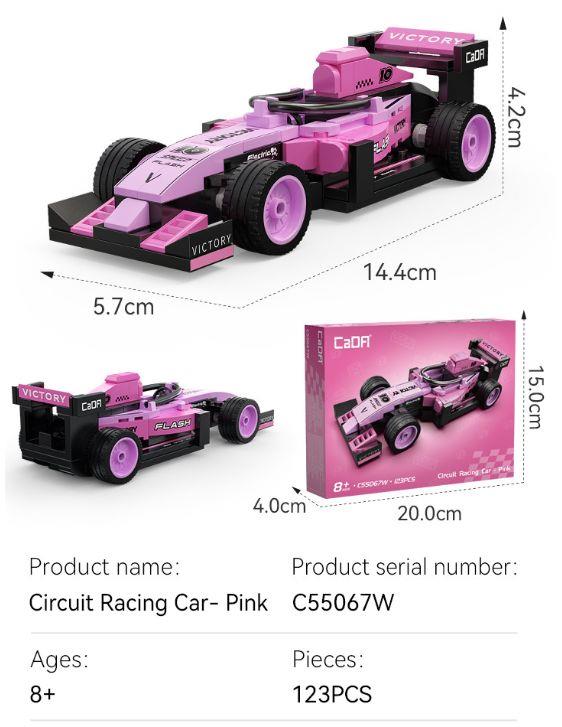 Cada  1:32nd Scale Pink Circuit Racing Car Brick Builder (123 pcs)
