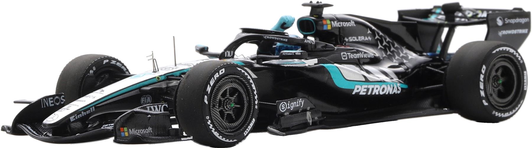 Spark  1:43rd Scale Mercedes AMG Petronas F1 W17 #63 Winner Australia GP 2026 George Russell w/Pit Boa
