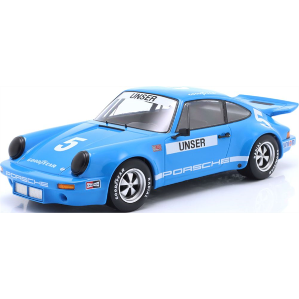 IXO 1:18 Scale Porsche 911 Carrera 3.0 RSR Blue #5 Bobby Unser IROC 3rd Daytona 1974