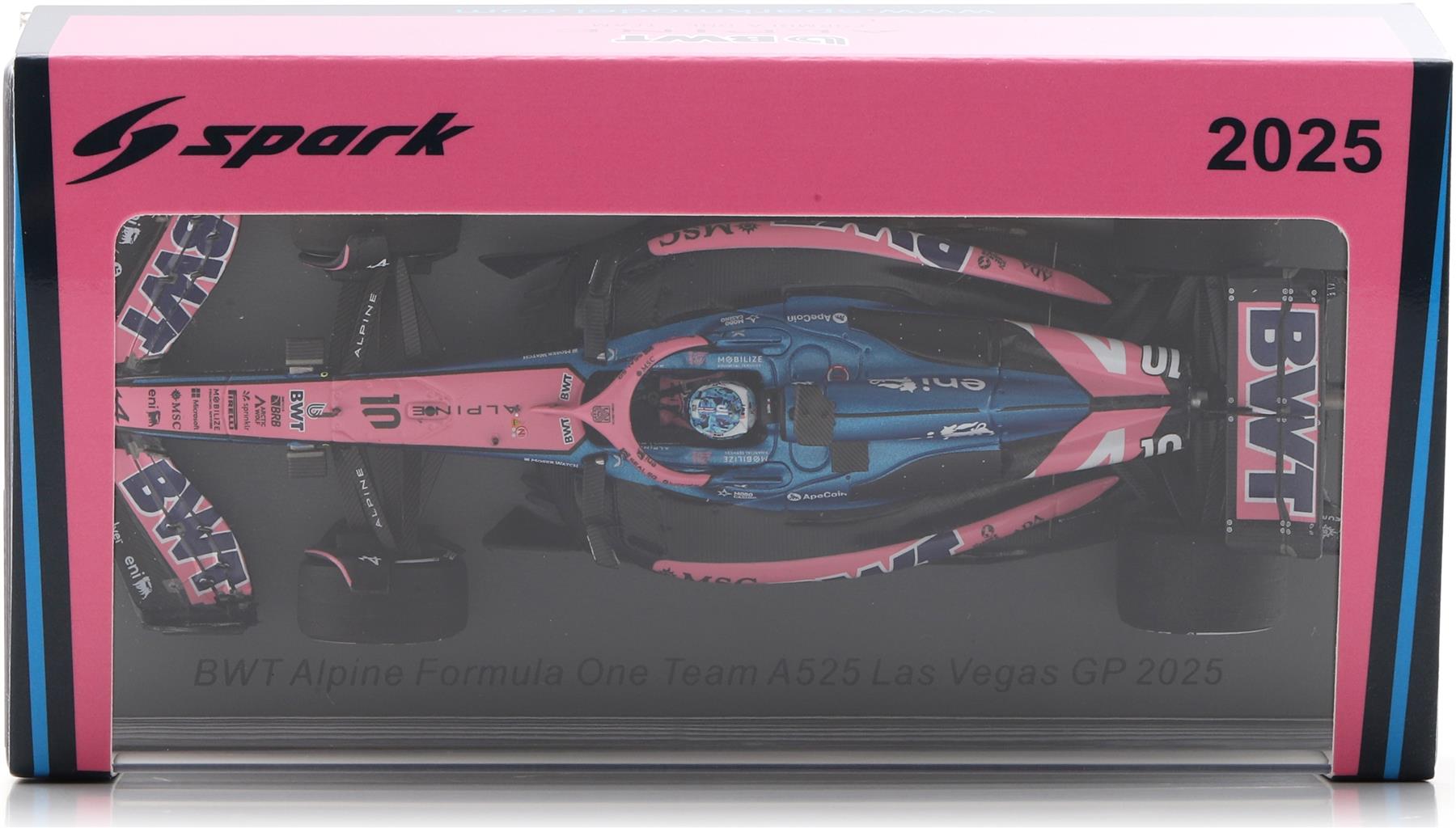 Spark  1:43rd Scale BWT Alpine F1 Team A525 #10 Las Vegas?GP 2025 Pierre Gasly w/Pit Board