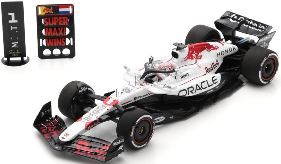 Spark 1:18th Scale Red Bull RB21 #1 Oracle Winner Japanese GP 2025 Max Verstappen w/Pit Board