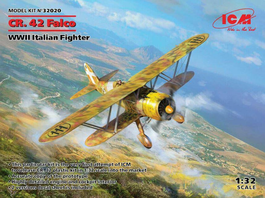 ICM 1/32 Scale Fiat CR.42 Falco, WWII Italian Fighter Model Kit 32020