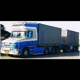 WSi 1:50 Scale Scania 4 Series Torpedo Topline 8x2 Tridem Riged Container Frame Truck Drawbar 7 Axle