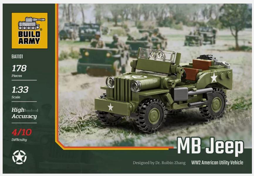 Build Army B1101 1/33 Scale Willys MB Jeep Utility Vehicle Brick Model 178pcs