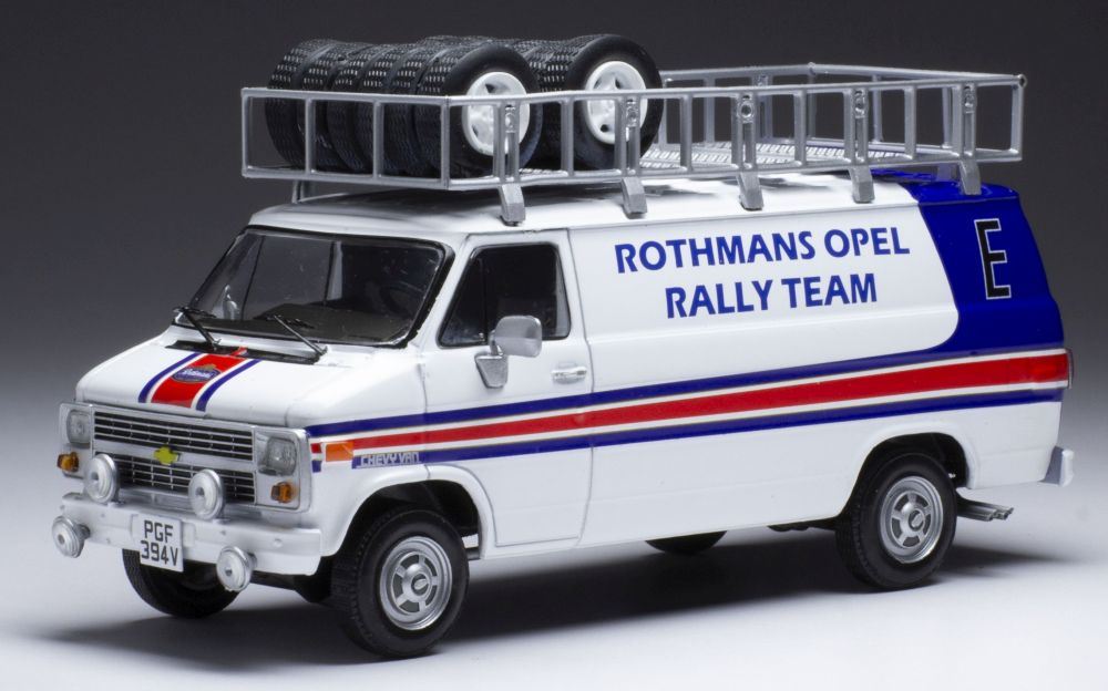 IXO 1:43 Scale Chevrolet G-Series Van Rothmans Opel Rally 1983 Assistance w/Roof Rack/Wheels