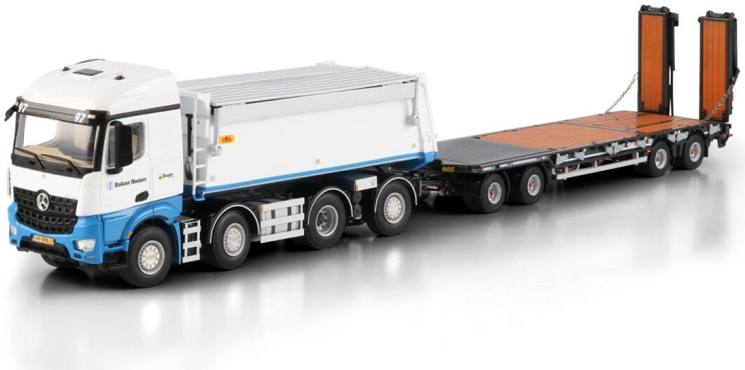 WSI  1:50th Scale Mercedes Benz Arocs MP4 2.300MM Stream Space 8x2 Tipper Low Loader Ballast Nedam
