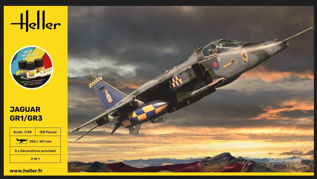 Heller 56427 1/48 Scale RAF Jaguar GR1/GR3 Gift Set with Five Decal Options.