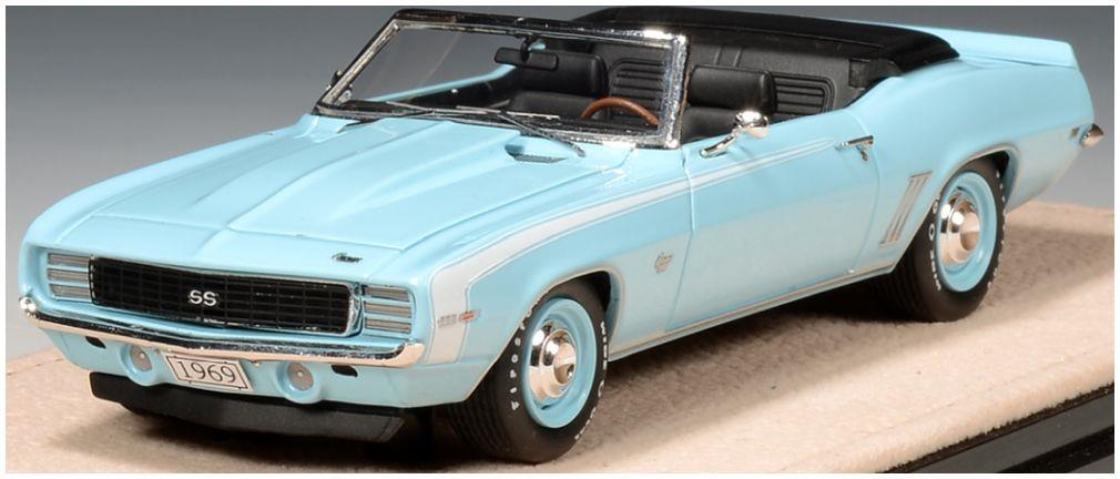 GLM 1:43rd Scale Chevrolet Camaro RS SS Carolina Blue Convertible Open Roof 1969