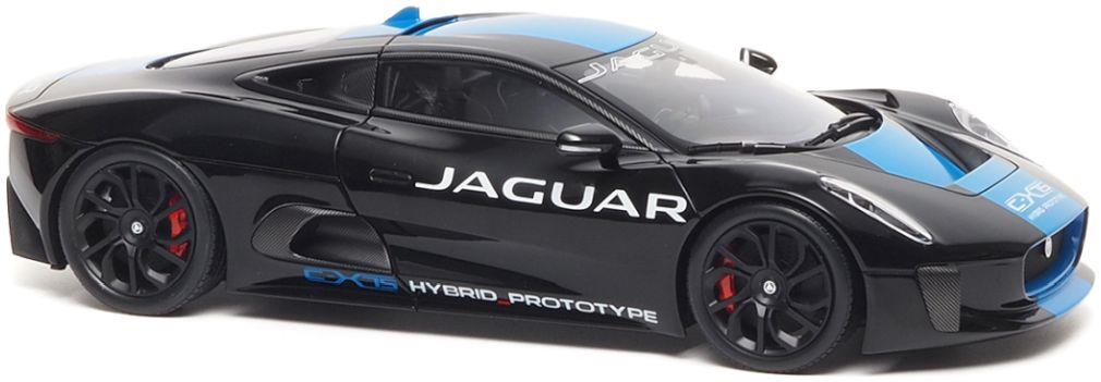 Almost Real 1:18th Scale Jaguar C-X75 2013 Ultimate Black Metallic w/Light Blue Stripes
