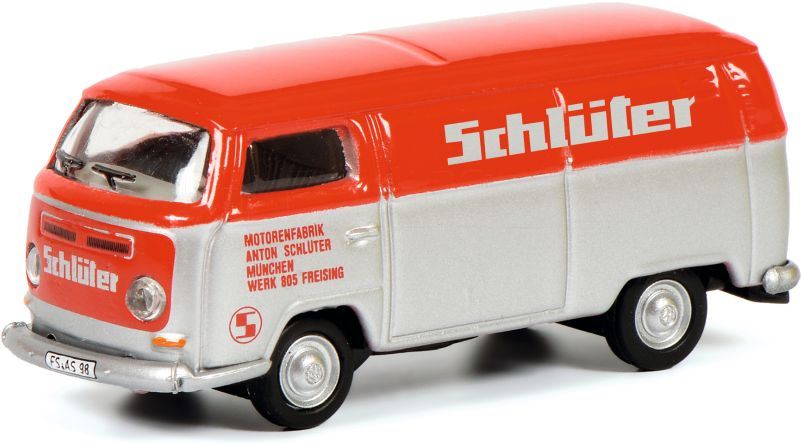 Schuco 1:87 Scale VW T2 Box Van 'Schluter' Red/Silver