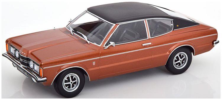 KK Scale 1:18 Scale Ford Taunus GXL Coupe 1971 w/Vinyl Roof Brown Metallic/Flat Black