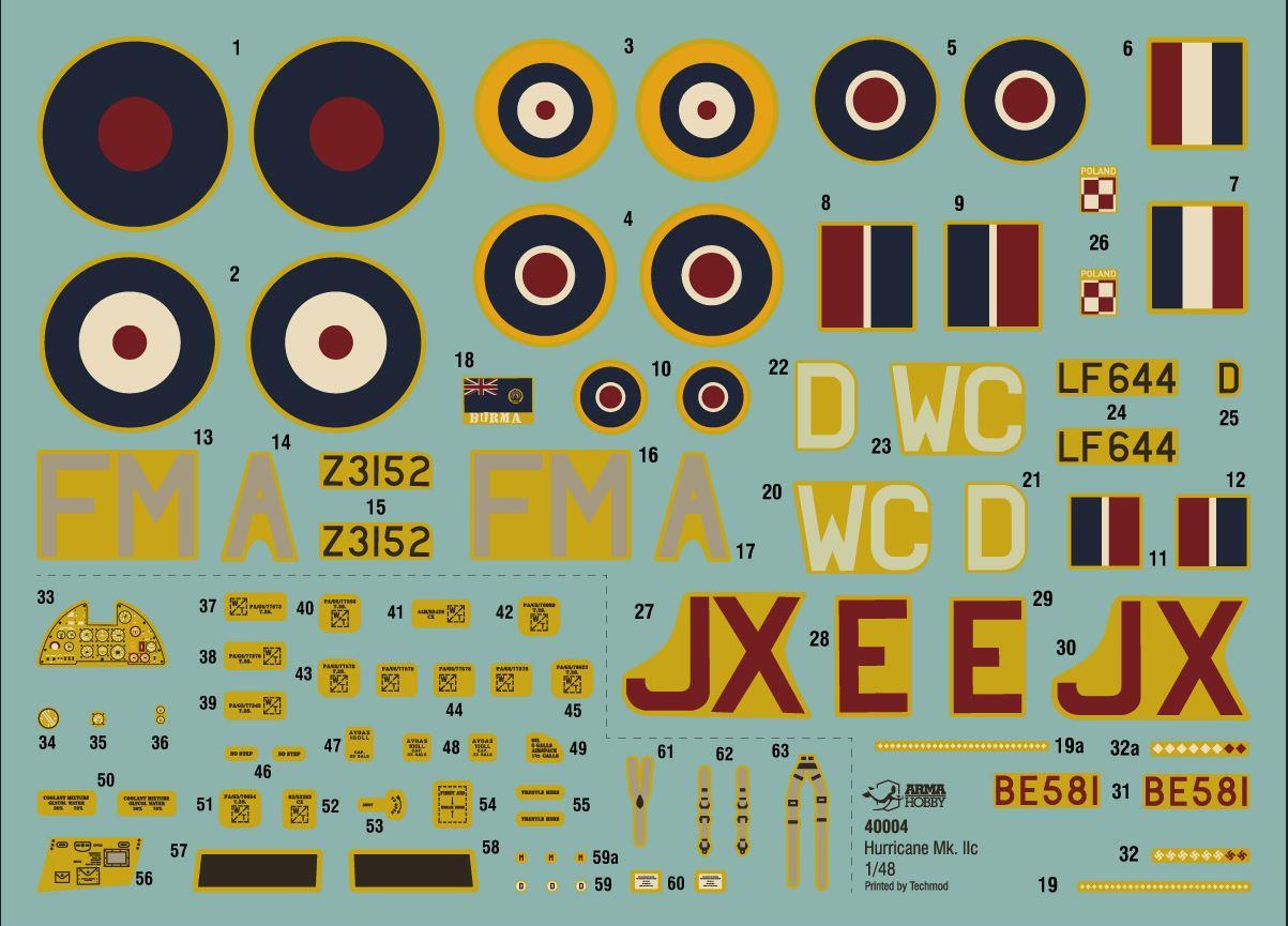 Arma Hobby AH40004 1/48 Scale Hawker Hurricane MK IIc with 3 decal options
