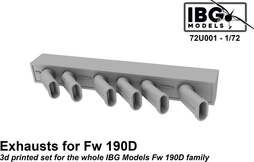 IBG 1:72 Scale Exhausts for Fw 190D Family Upgrade Set (3d Printed)