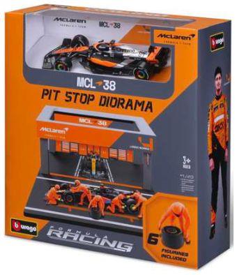 Burago 1:43 Scale McLaren MCL 38 #81 Oscar Piastri 2024 Pit Pass Set