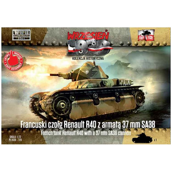 First to fight kits 1:72 Scale French Renault R40 Tank w/SA38 Gun