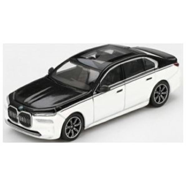 Truescale 1:64 Scale BMW I7 XDRIVE60 Alpine White/Black Sapphire (LHD)