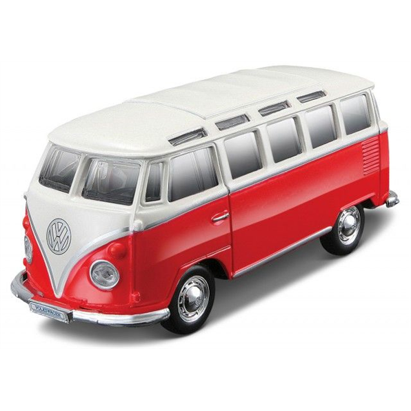 Burago 1:64 Scale VW T1 Samba Van - Red/White