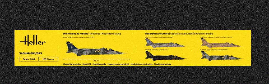 Heller 56427 1/48 Scale RAF Jaguar GR1/GR3 Gift Set with Five Decal Options.