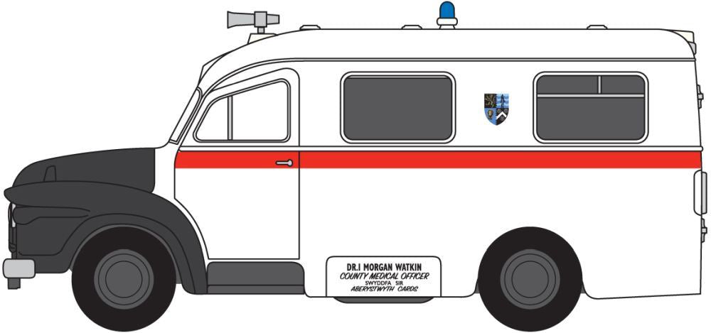 Oxford Diecast 1:76 Scale Bedford J1 Ambulance Aberystwyth