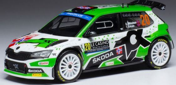 IXO 1:43 Scale Skoda Fabia Rally2 EVO #20 WRC Rally Monte Carlo 2022 A.Mikkelsen/E.Torstein