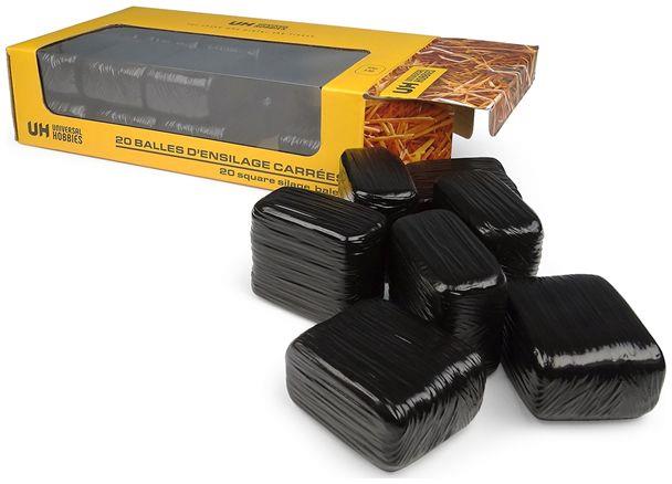 Universal Hobbies 1:32nd Scale Square Silage Bales Black (Pack of 20)