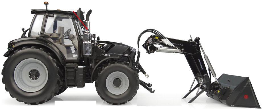 Universal Hobbies 1:32nd Scale Deutz-Fahr 6150.4 TTV Warrior Gloss Black w/Stoll FZ 43-27 Front Loader