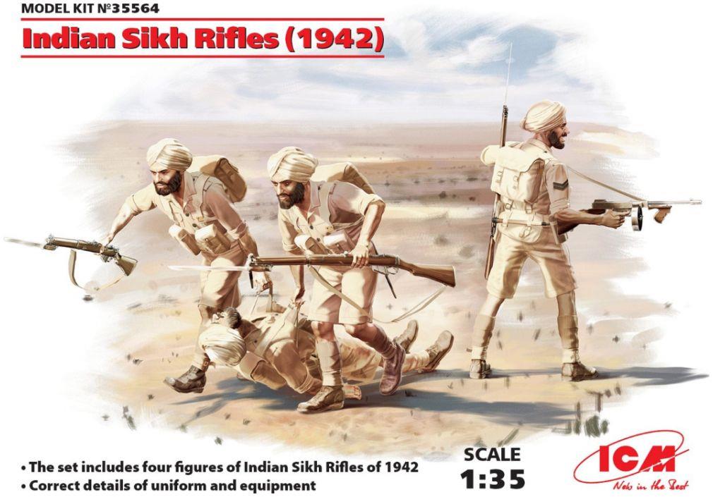 Icm Plastic Kits 1:35 Scale Indian Sikh Rifles (1942) 4 Figures