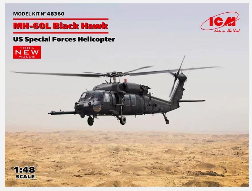 ICM 48360 1/48 Scale MH-60L Black Hawk US Special Forces Helicopter