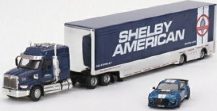 Truescale TSM 1:64 Scale Western Star 49X w/Racing Transporter + Shelby GT500 SE Widebody Performance Blue