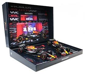 Minichamps 1:18 Scale Oracle Red Bull Racing RB19 2-Car-Set Max Verstappen Champion Qatar Sprint GP 2023
