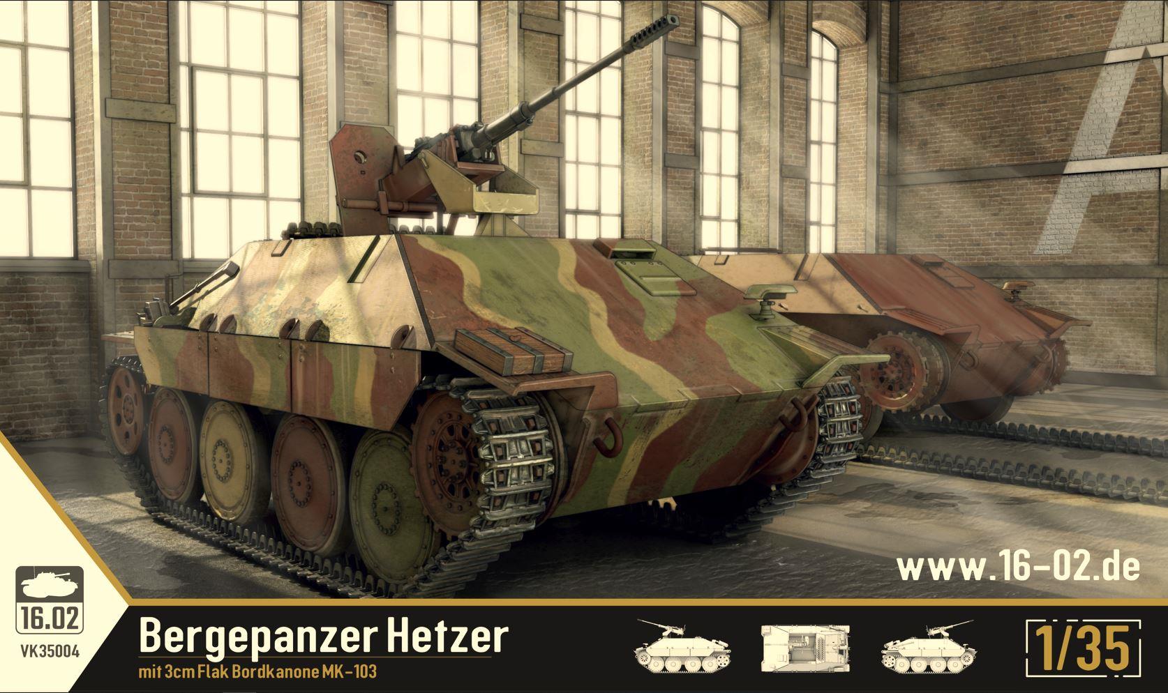 Custom Scale 16.02  VK35004 1/35 Scale German Bergehetzer with 3cmFlak 38
