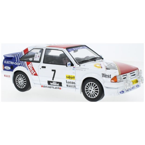 Model Car Group 1:18 Scale Ford Escort MK III RS Turbo #7 Haspengouw Rally 1985 Andervang/Schoonenwolf