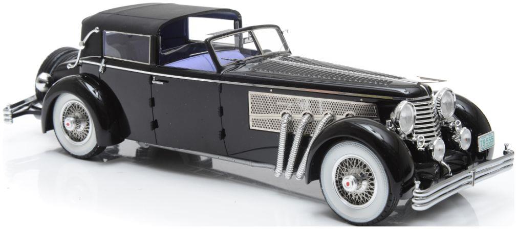 Esval 1:18 Scale Duesenberg SJ Coupe de Ville by Rollson for Rudolf Bauer Half Open Black 1937