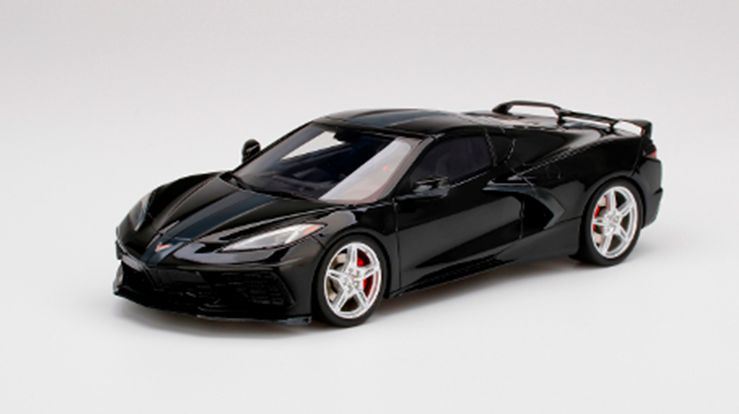 Truescale TSM 1:18 Scale Chevrolet Corvette Stingray 2020 Black with Midnight Grey Stripe