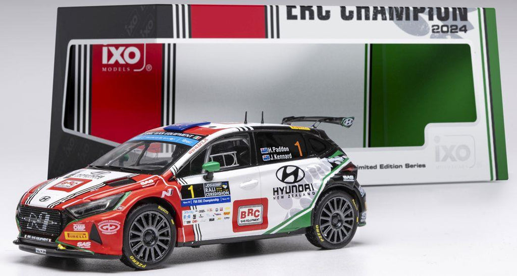 IXO 1:43 Scale Hyundai i20 N Rally 2 Rali Ceredigion 2024 #1 Paddon/Kennard
