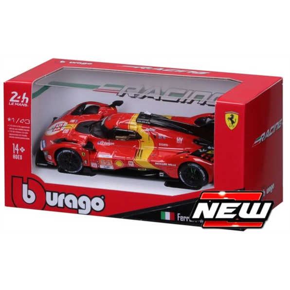 Burago 1:43 Scale Ferrari 499P #51 Calado/Giovinazzi/Pier Guidi Winner 24H Le Mans 2023 *Card Box*
