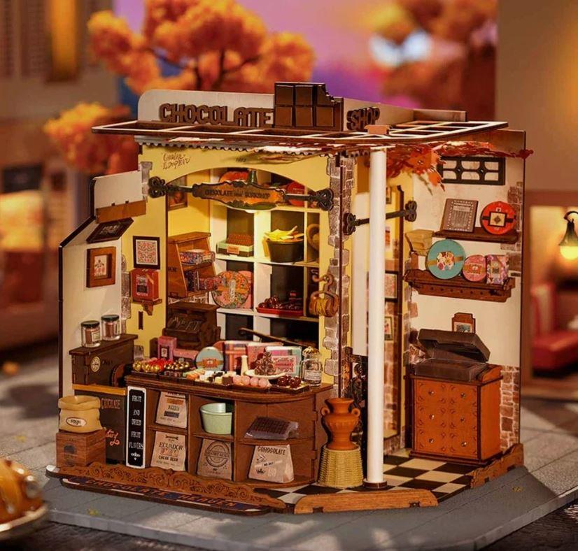 Rolife Robotime DG174  Henry  Chocolate Shop DIY Miniature Dollhouse Model Kit DG174