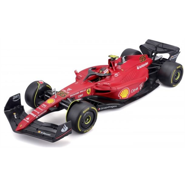 Burago 1:18 Scale Ferrari F1-75 #55 2022 Carlos Sainz Scuderia Ferrari -Yellow Wall Medium Tyres